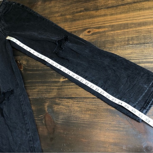 PACSUN Dad Jeans Women’s Size 23 Button Fly Black Acid Wash High Rise Boyfriend - Picture 10 of 12